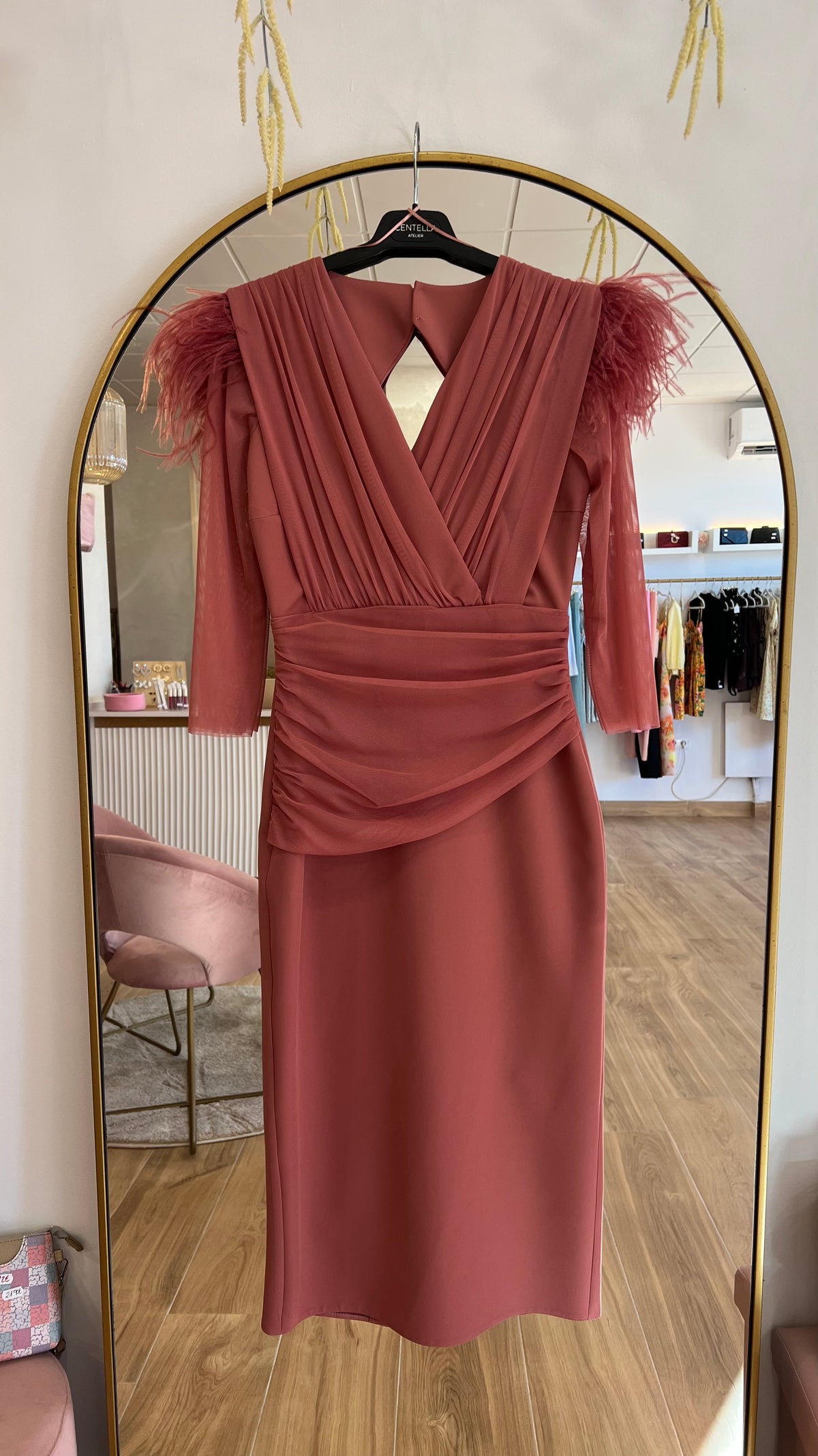 Vestido Leonor Escote V Rosa Marsala “Made in Spain”