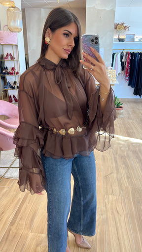 Blusa Volante Chocolate