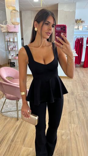 Conjunto Peplum Negro (PREVENTA-RECIBE EN 8 DÍAS APROX)