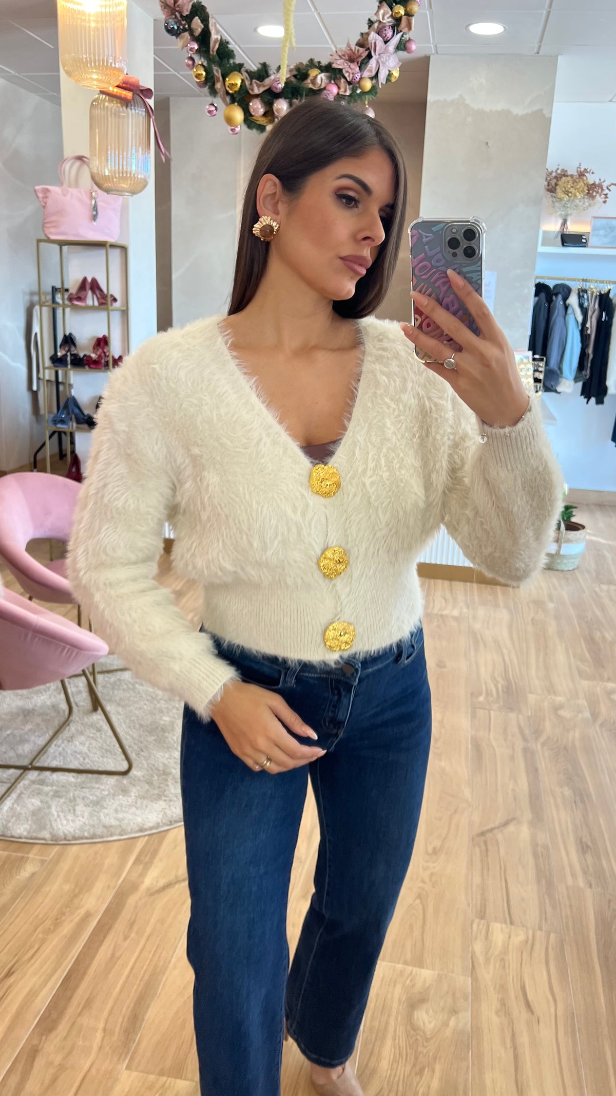 Rebeca Botones Oro Beige