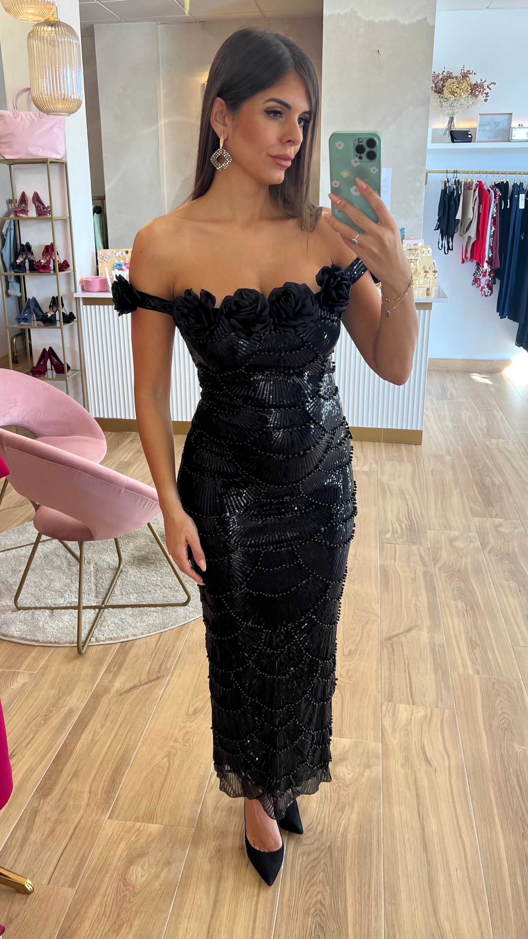 Vestido Ébano Rosas