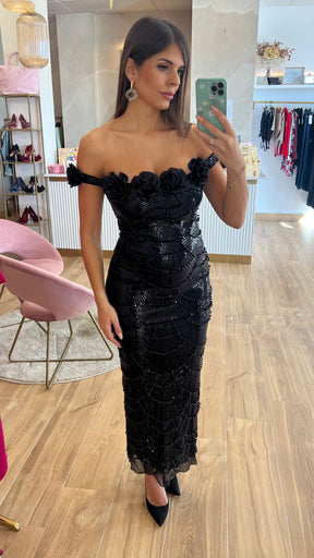 Vestido Ébano Rosas