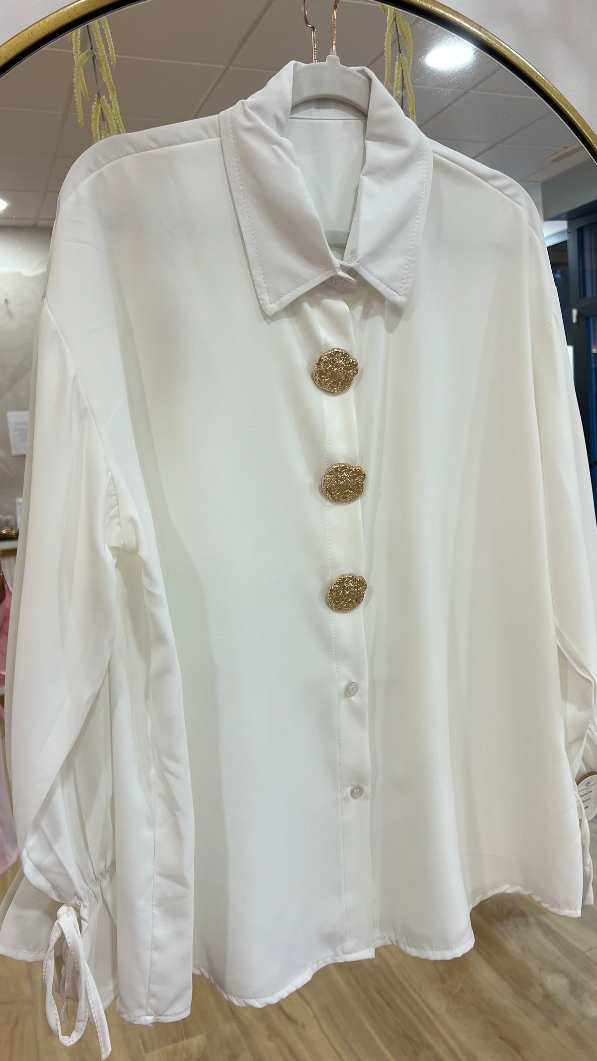 Camisa Botones Oro Blanca