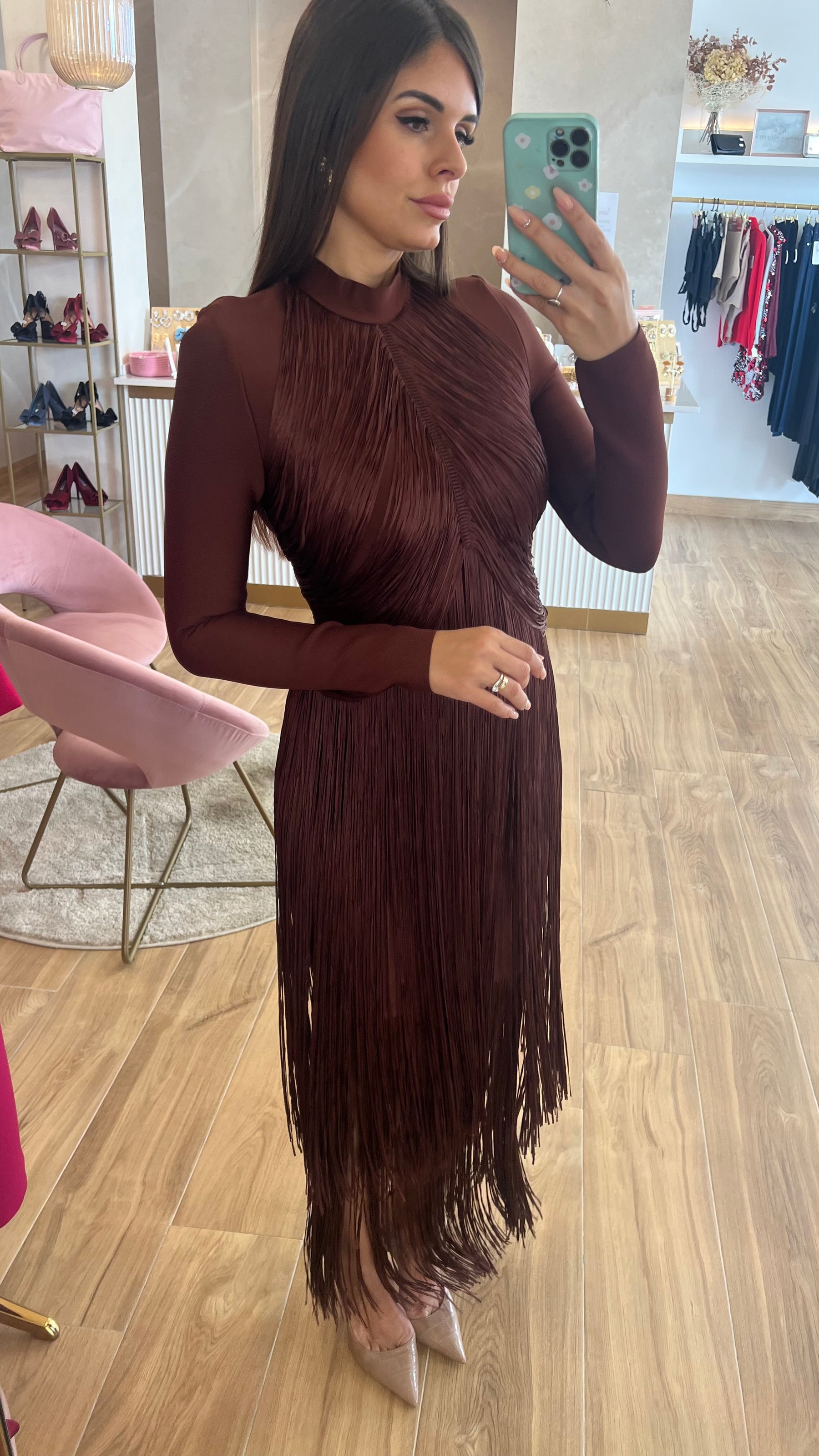 Vestido Bandage Flecos Chocolate