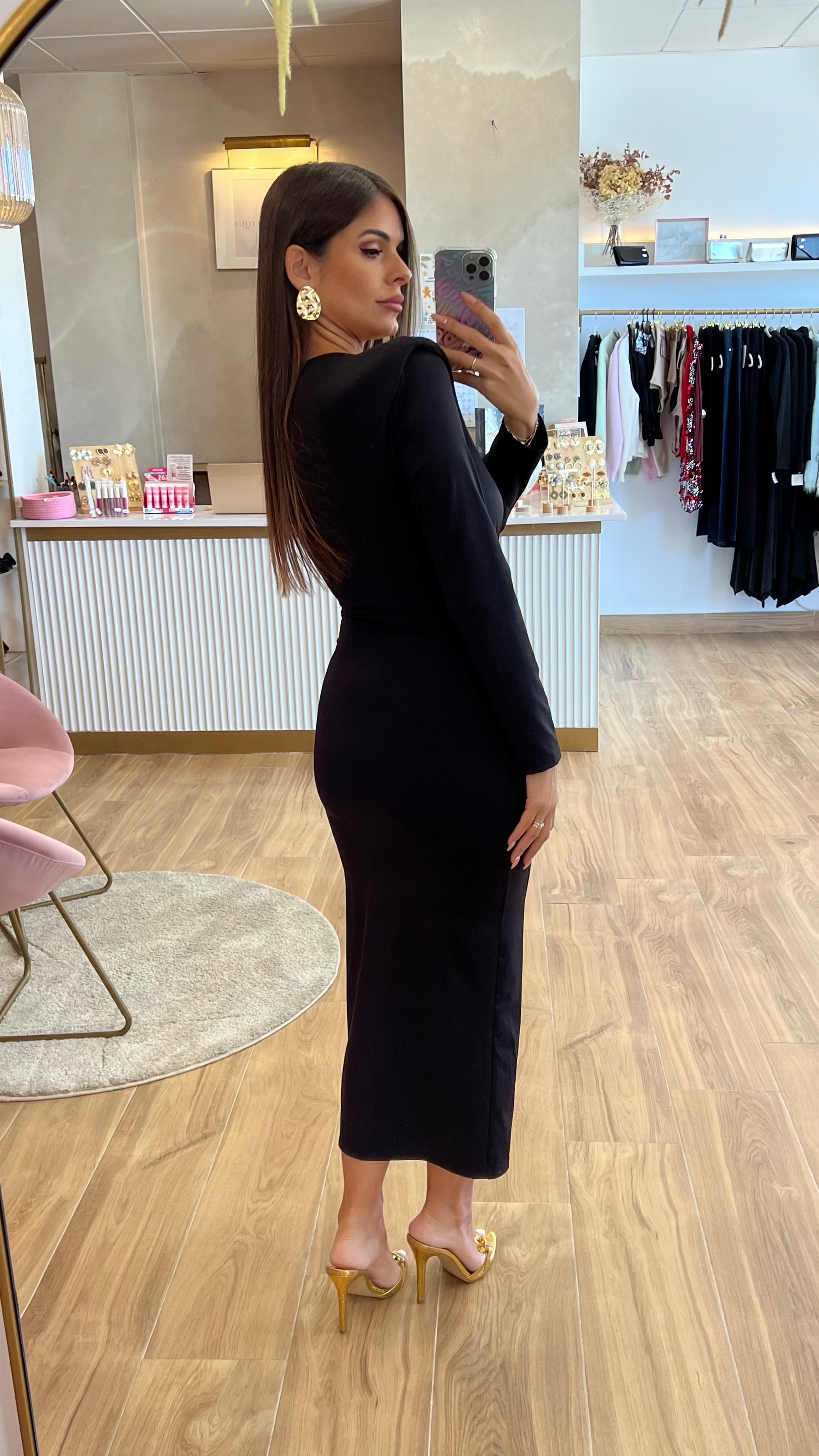 Vestido Drapeado Negro