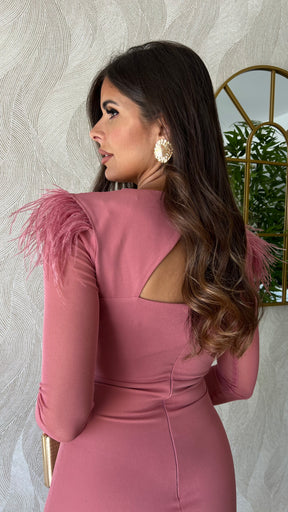 Vestido Leonor Escote V Rosa Marsala “Made in Spain”