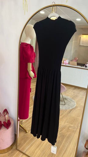 Vestido Punto Canalé Negro