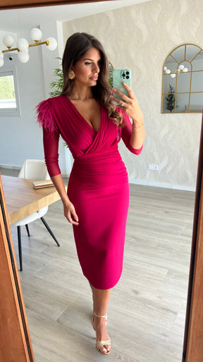 Vestido Leonor Escote V Cereza “Made in Spain”