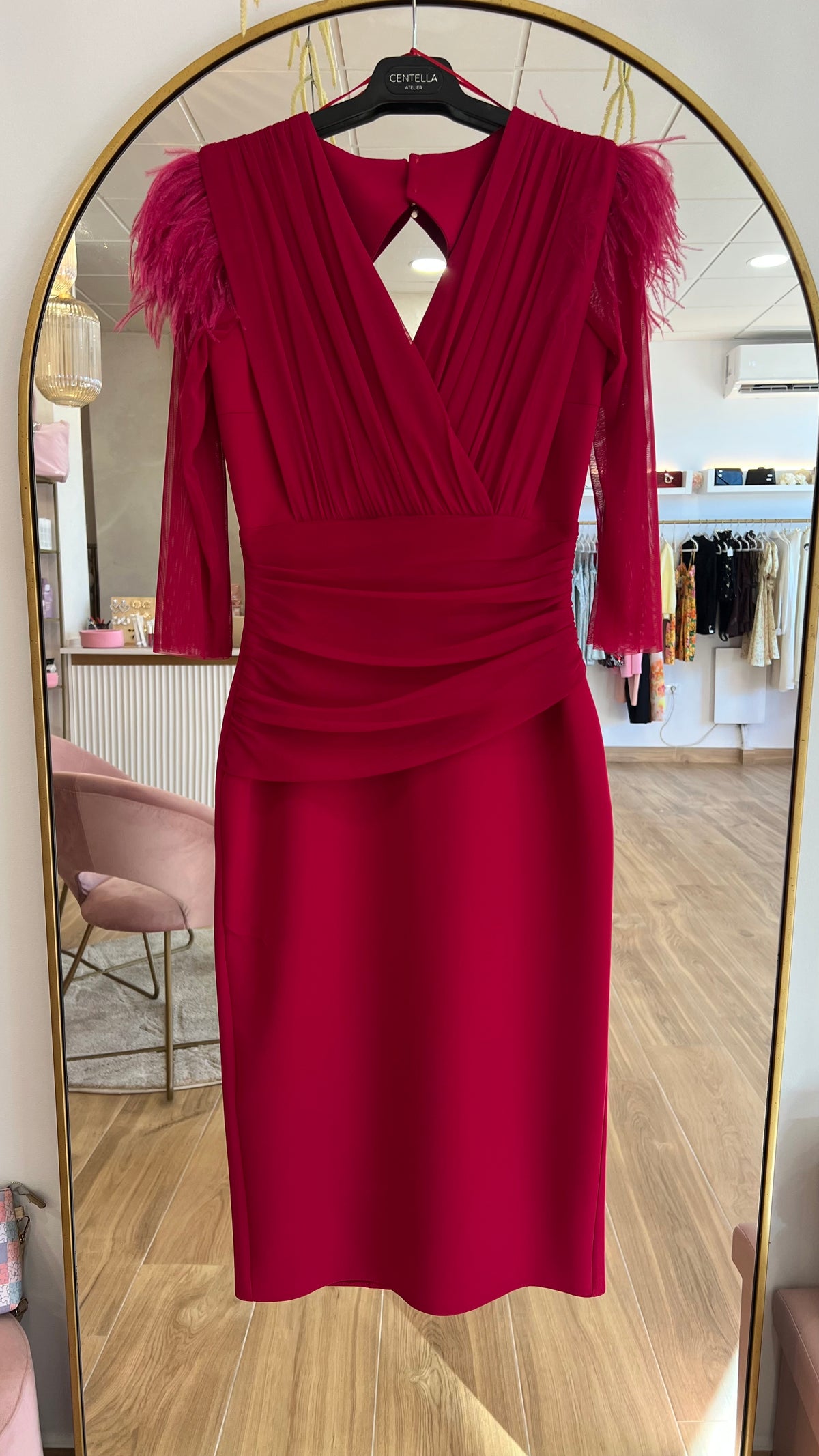 Vestido Leonor Escote V Cereza “Made in Spain”