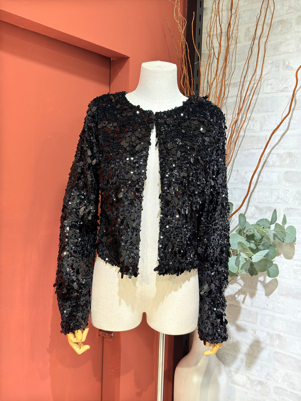 Chaqueta/Top Lentejuelas Reversible Negra