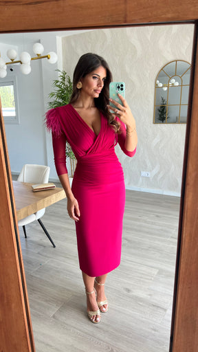 Vestido Leonor Escote V Cereza “Made in Spain”