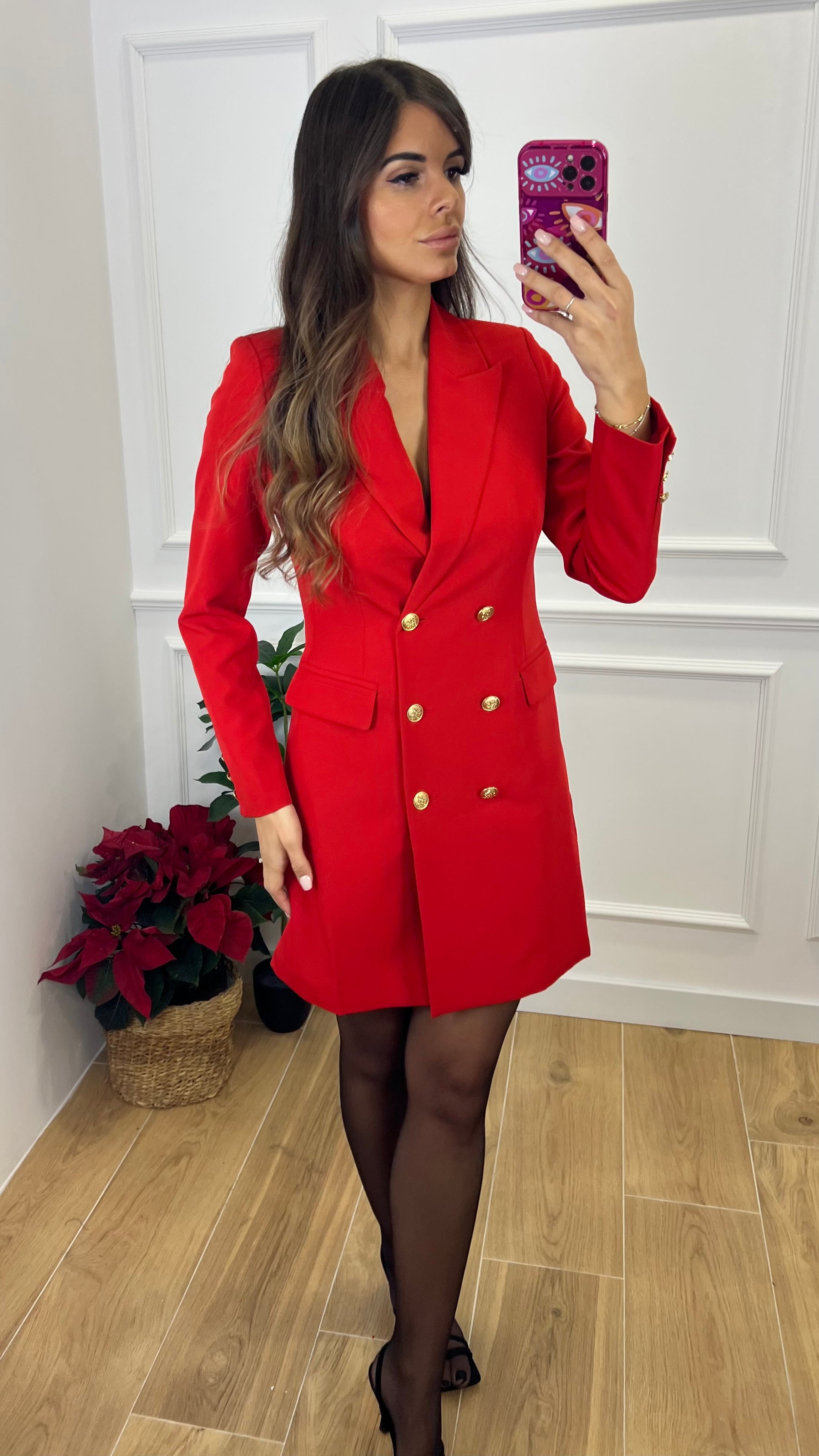 Vestido/Blazer Doble Botonadura Roja