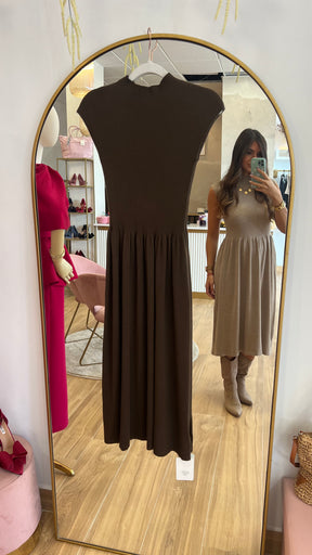 Vestido Punto Canalé Marrón