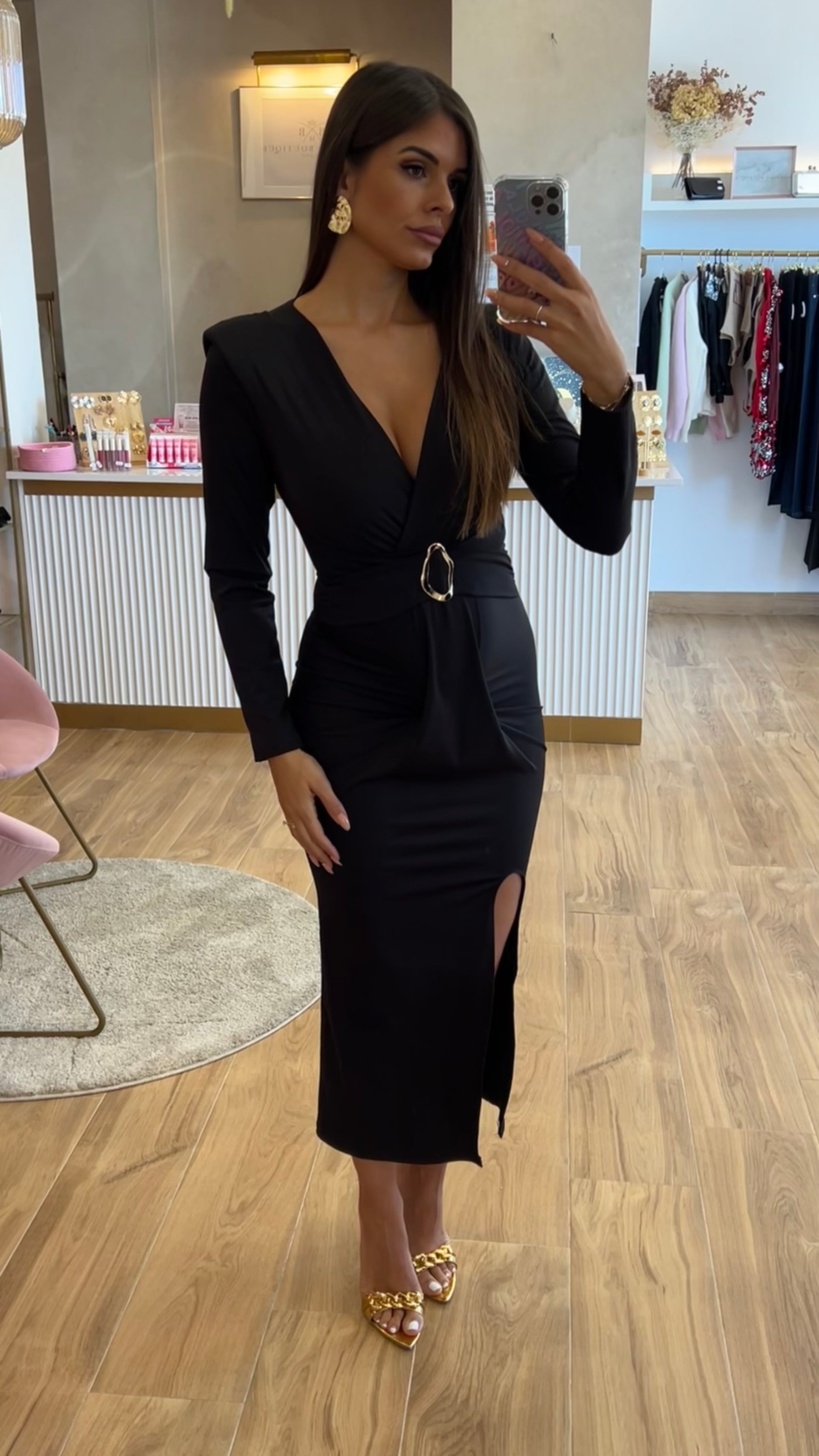 Vestido Drapeado Negro