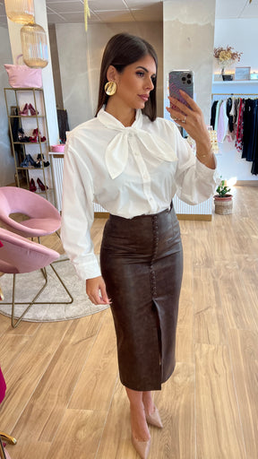 Falda Ecopiel Abotonada