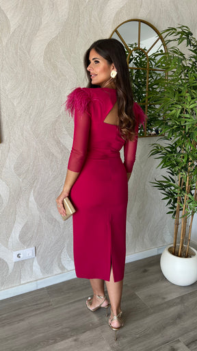 Vestido Leonor Escote V Cereza “Made in Spain”