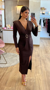 Vestido Drapeado Chocolate