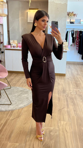 Vestido Drapeado Chocolate