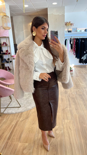 Falda Ecopiel Abotonada