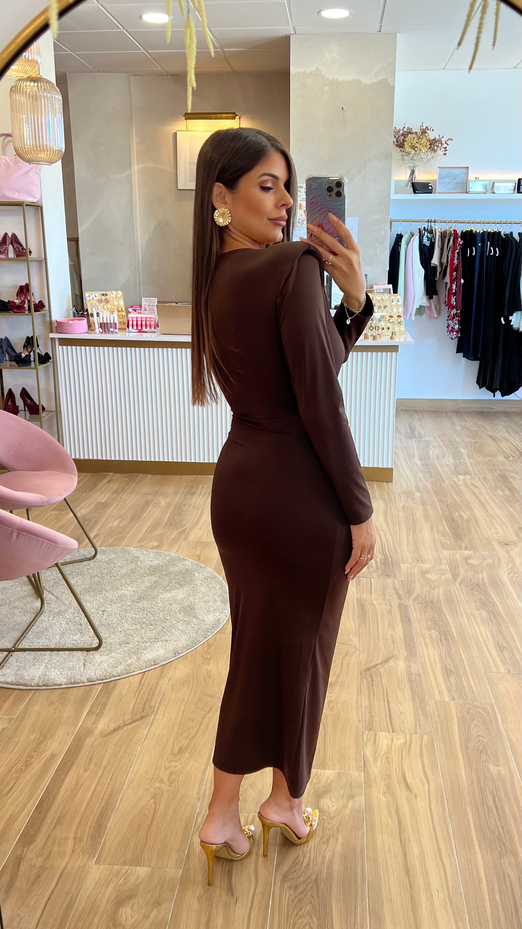 Vestido Drapeado Chocolate