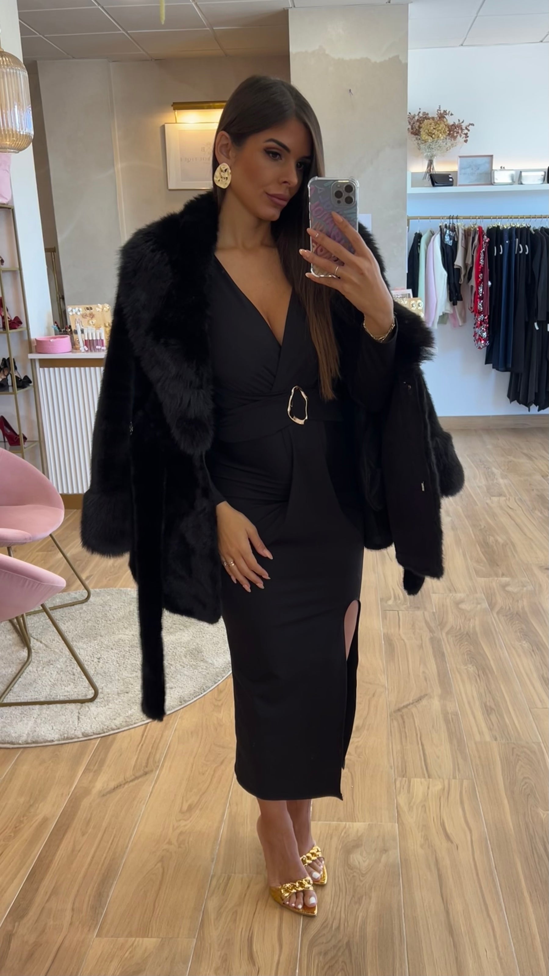 Vestido Drapeado Negro