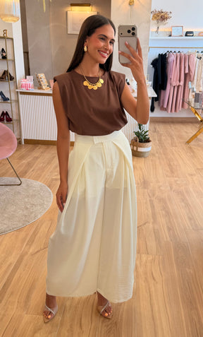 Pantalón Palazzo Beige