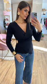 Jersey Cruzado Detalle Oro Negro