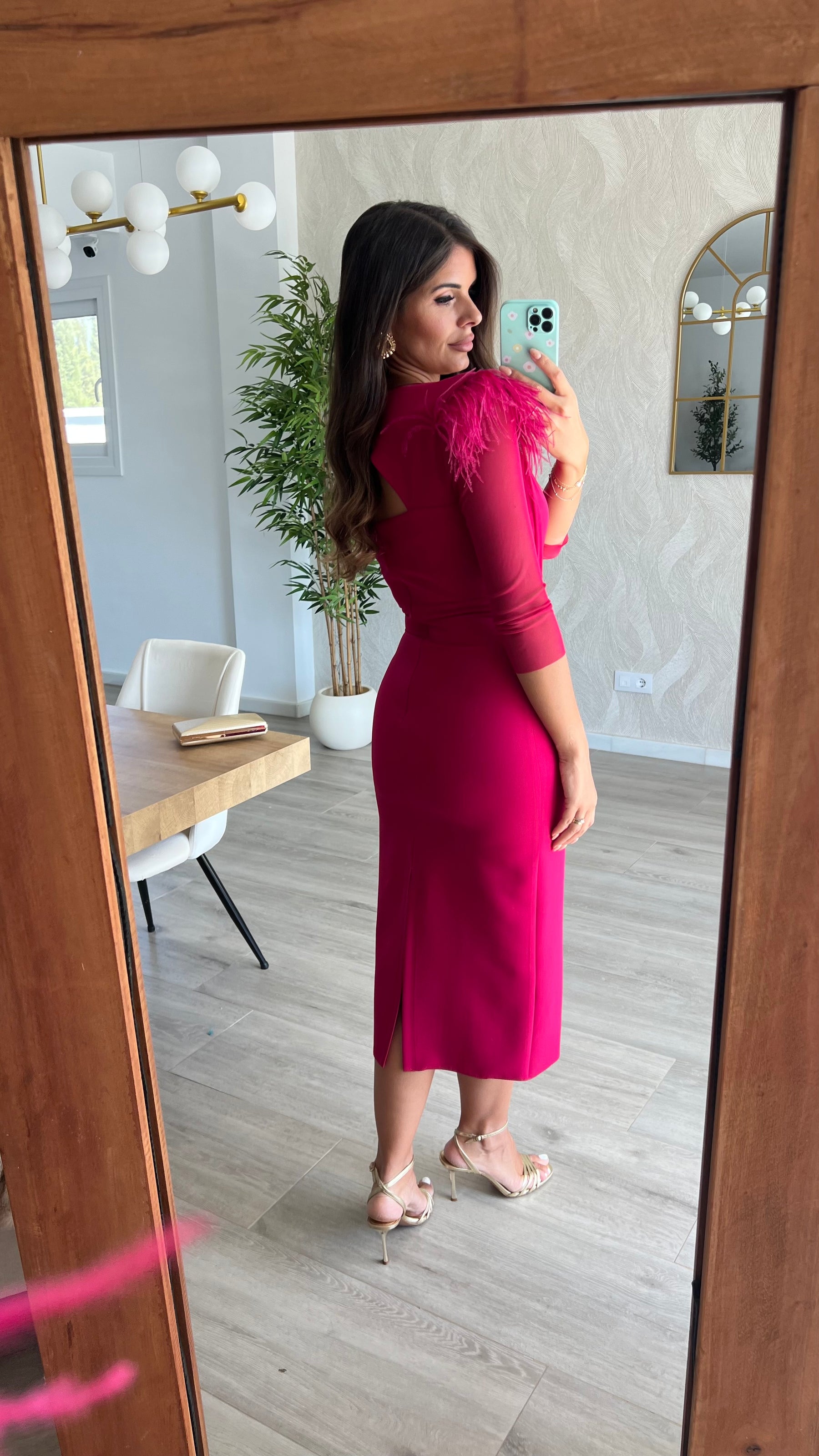 Vestido Leonor Escote V Cereza “Made in Spain”