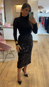 Falda Lentejuela Negra