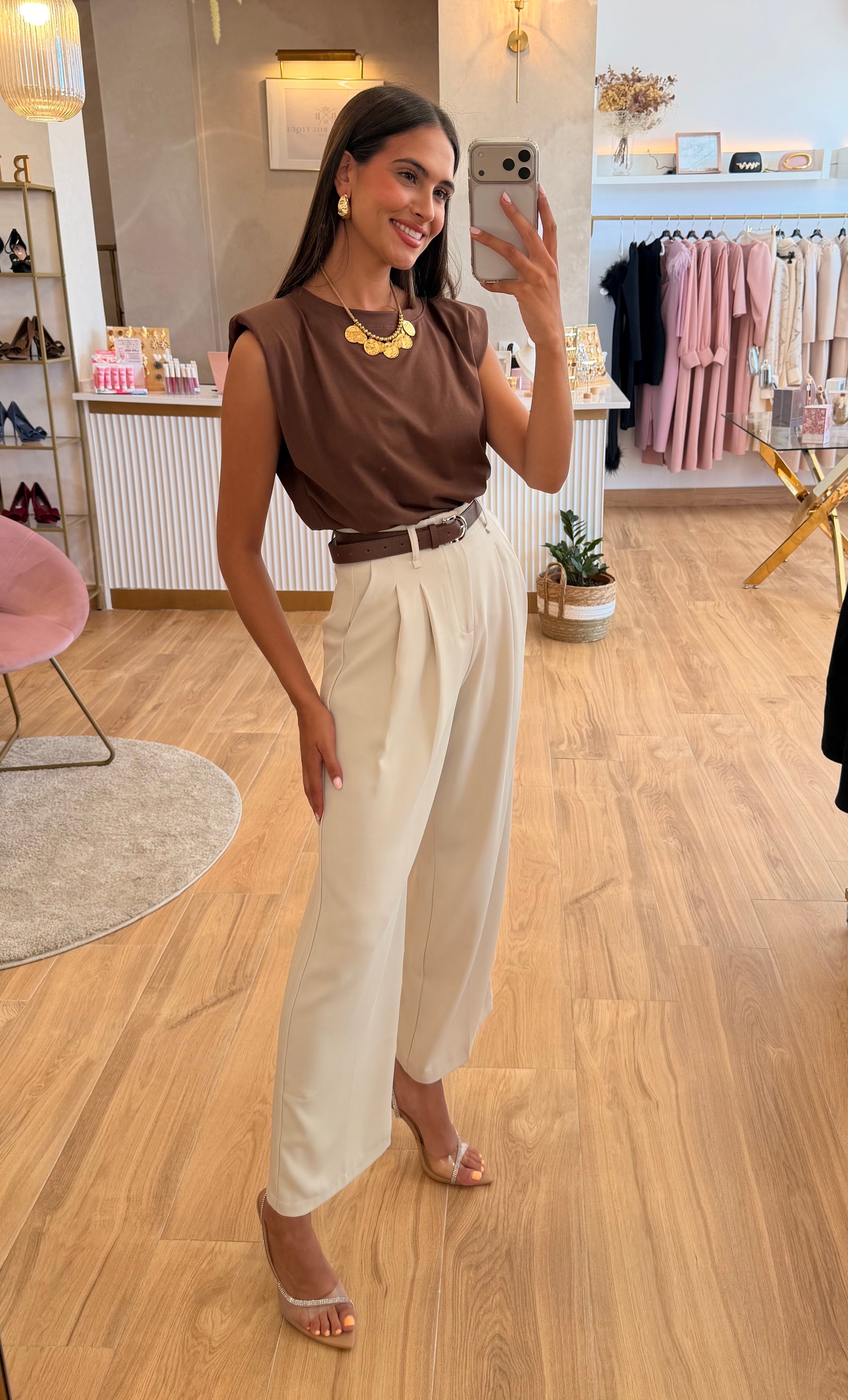 Pantalón Pinza Beige
