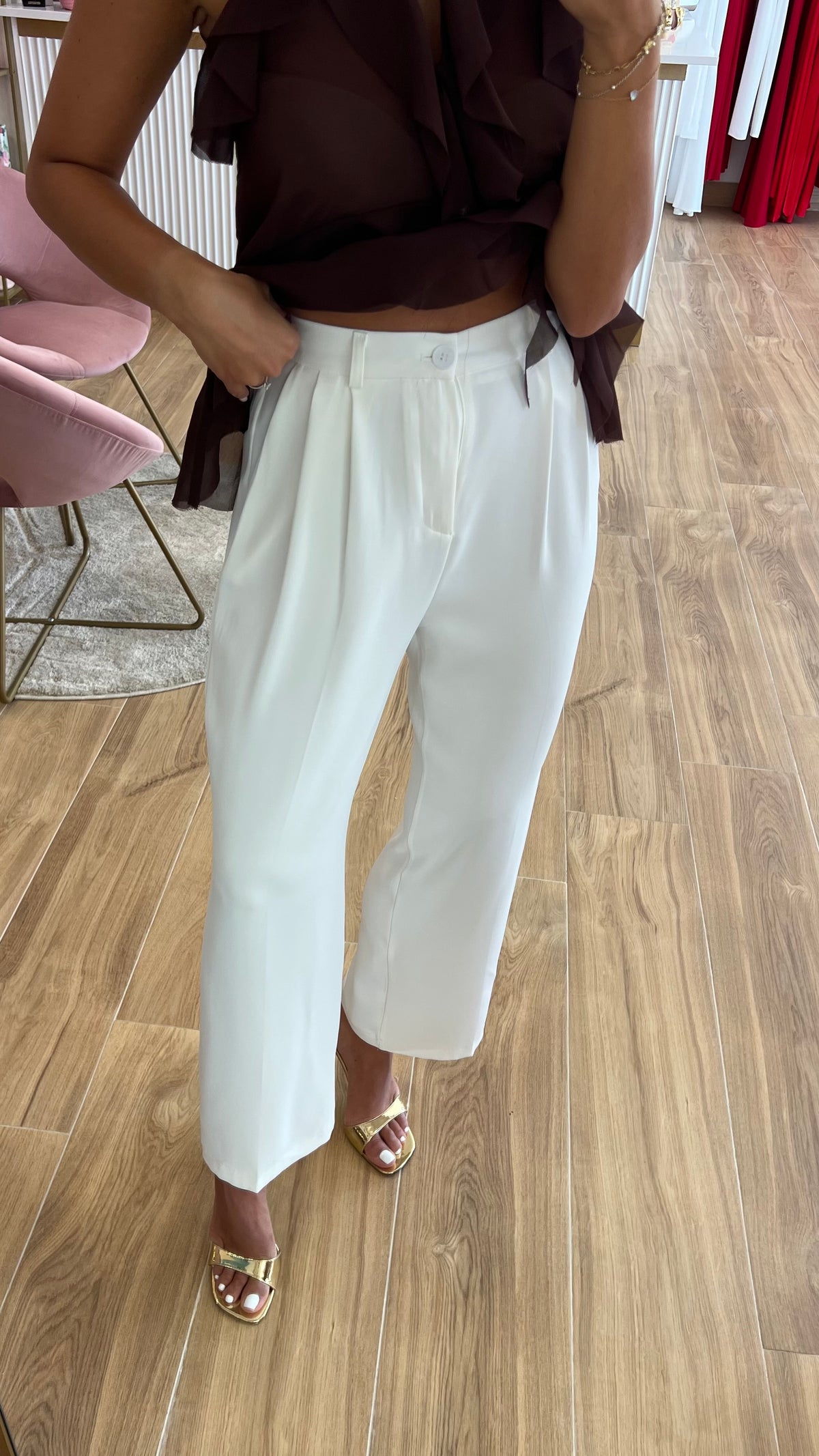 Pantalón Blanco Cinturilla Elástica