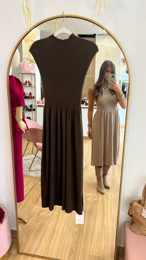Vestido Punto Canalé Marrón