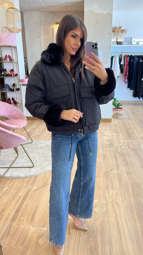 Chaqueta Acolchada Forro Borreguito - Negro Premium