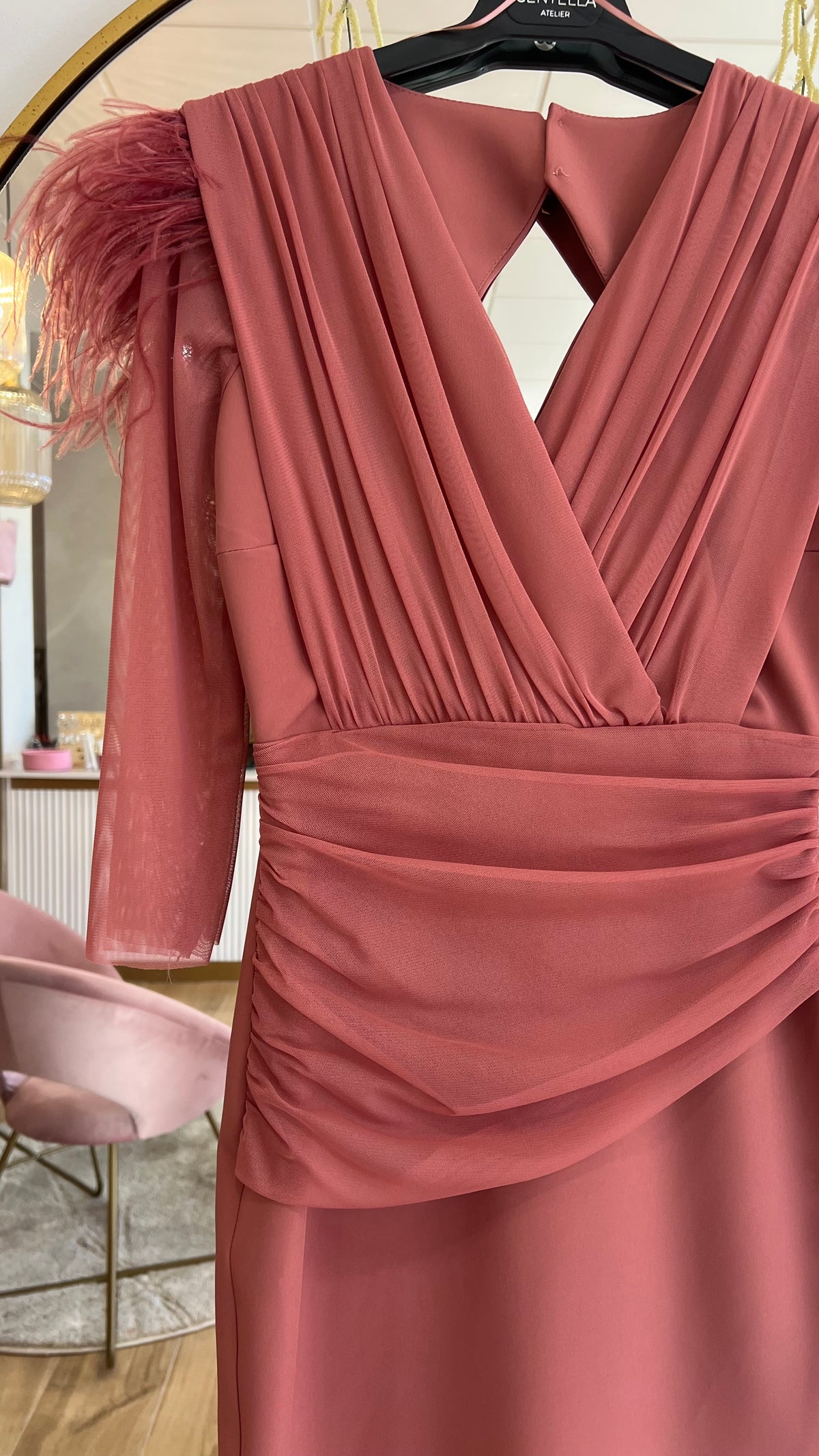 Vestido Leonor Escote V Rosa Marsala “Made in Spain”