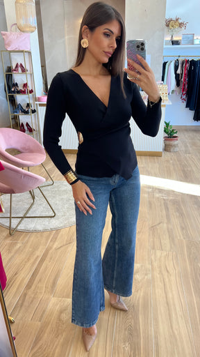 Jersey Cruzado Detalle Oro Negro