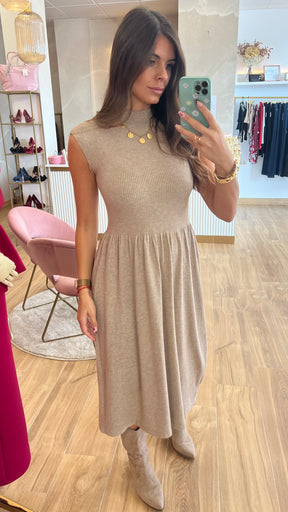 Vestido Punto Canalé Topo