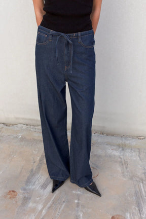 Pantalón Fluido Efecto Denim