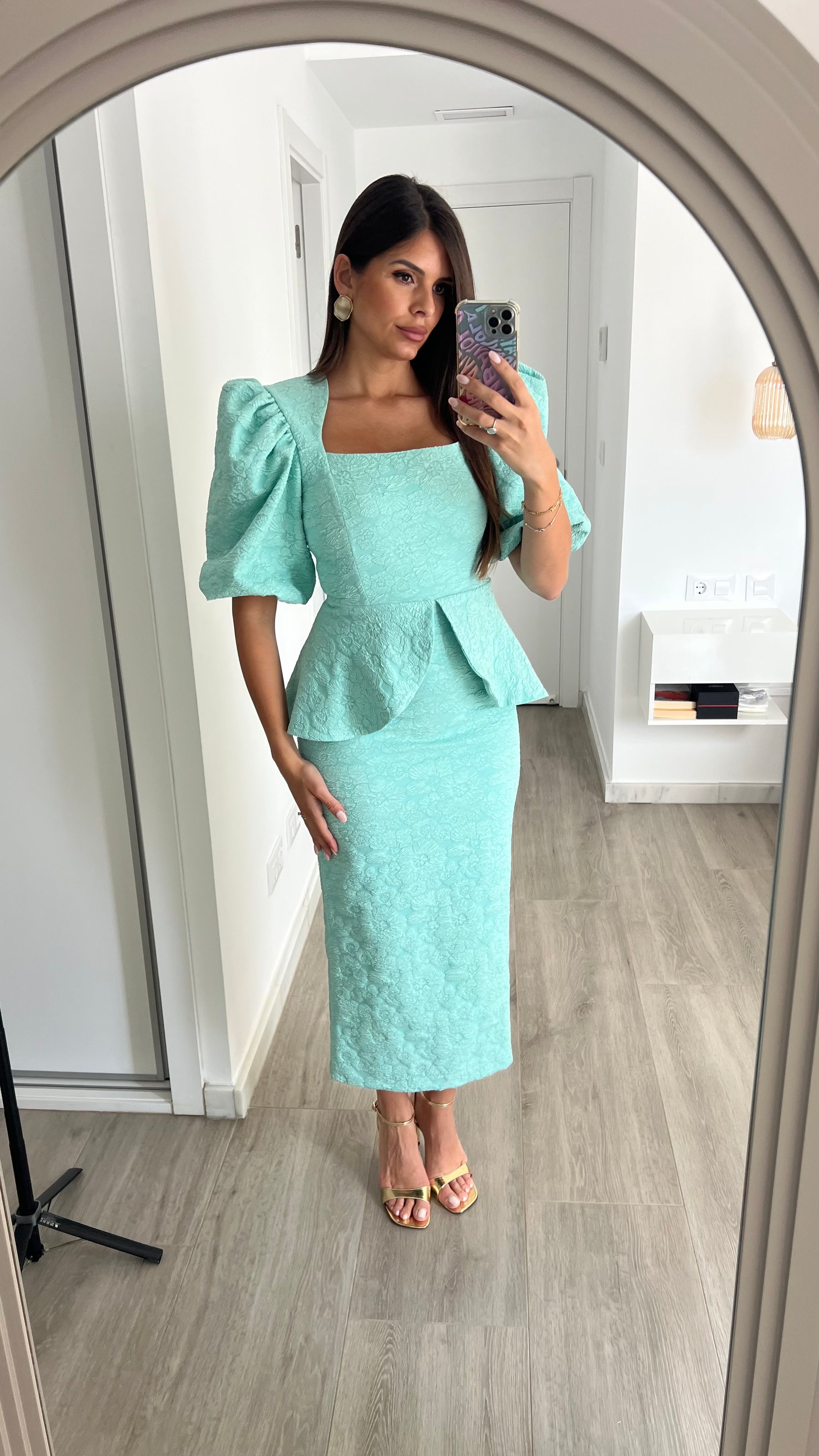 Vestido Rose Verde Agua Manga Corta “Made in Spain”