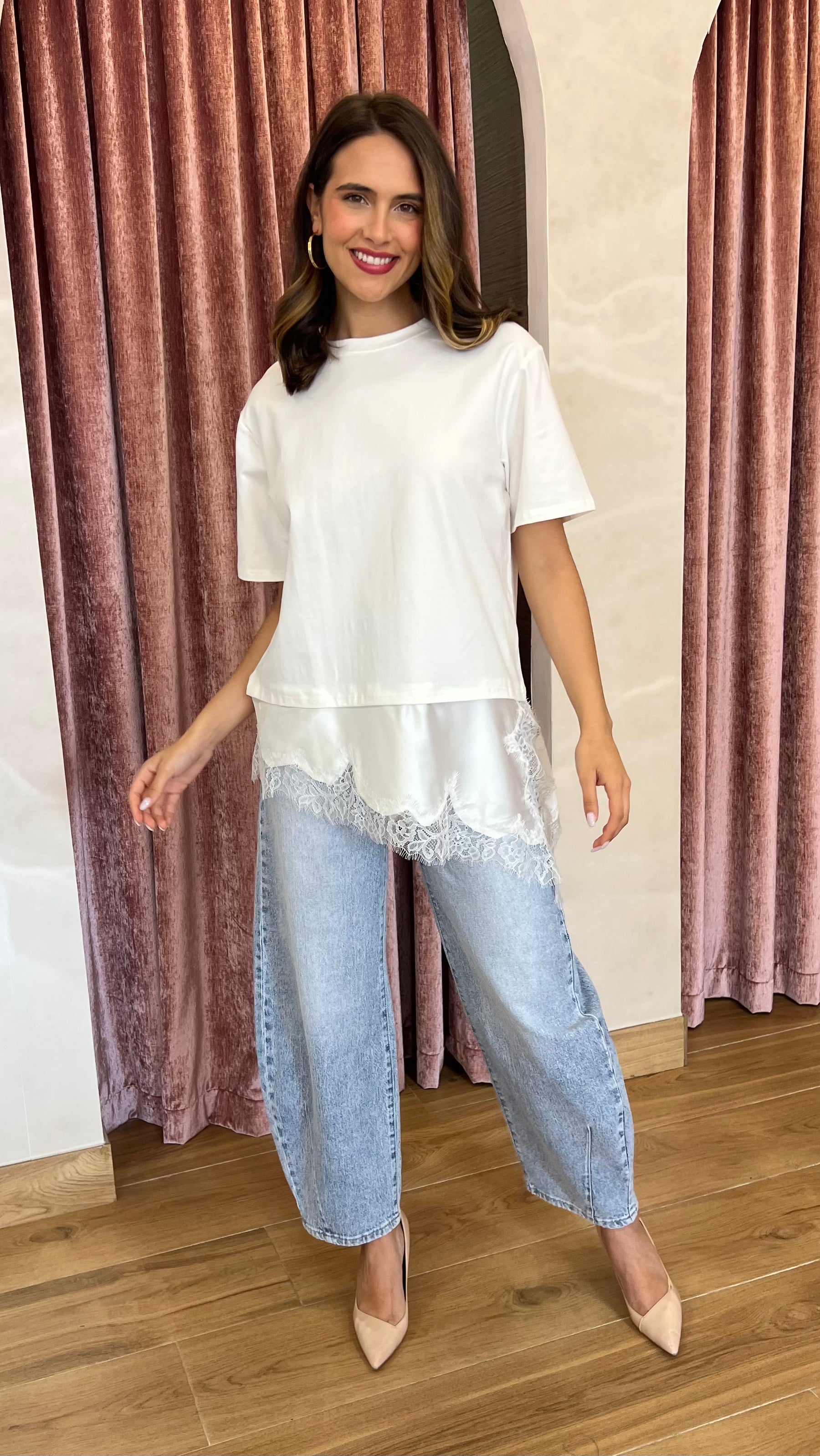 Camiseta Encaje Blanca