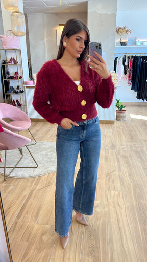 Rebeca Botones Oro Burdeos