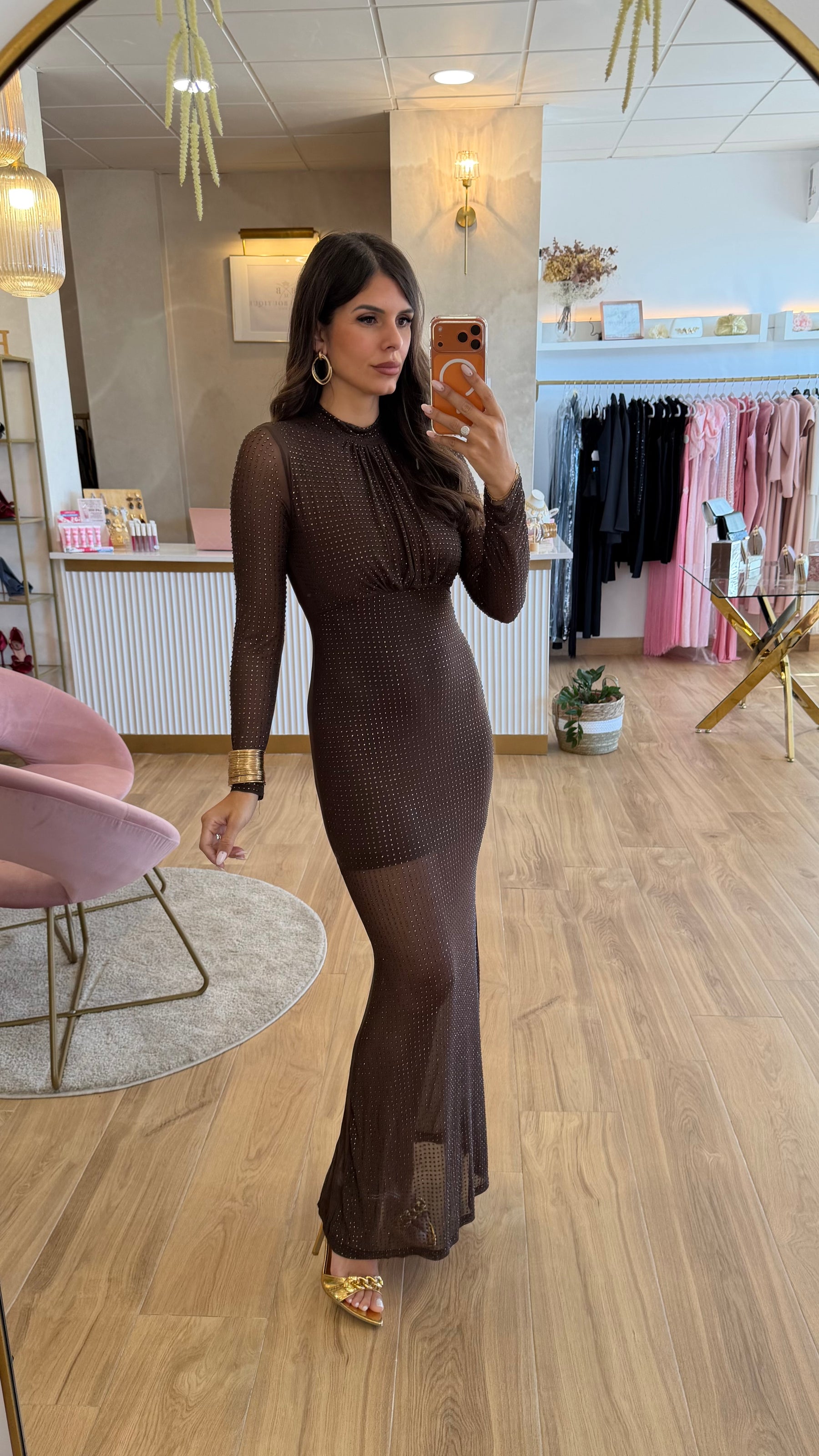 Vestido Gema Brilli Marrón Chocolate