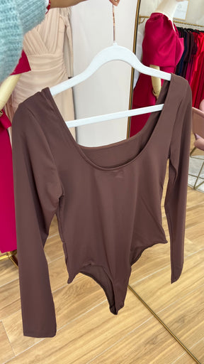 Body Básico Manga Larga Marrón