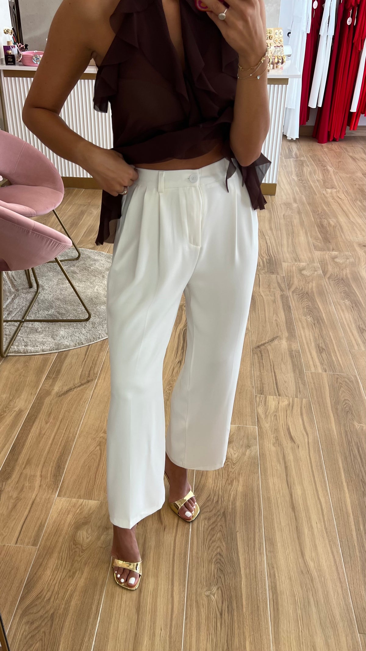 Pantalón Blanco Cinturilla Elástica