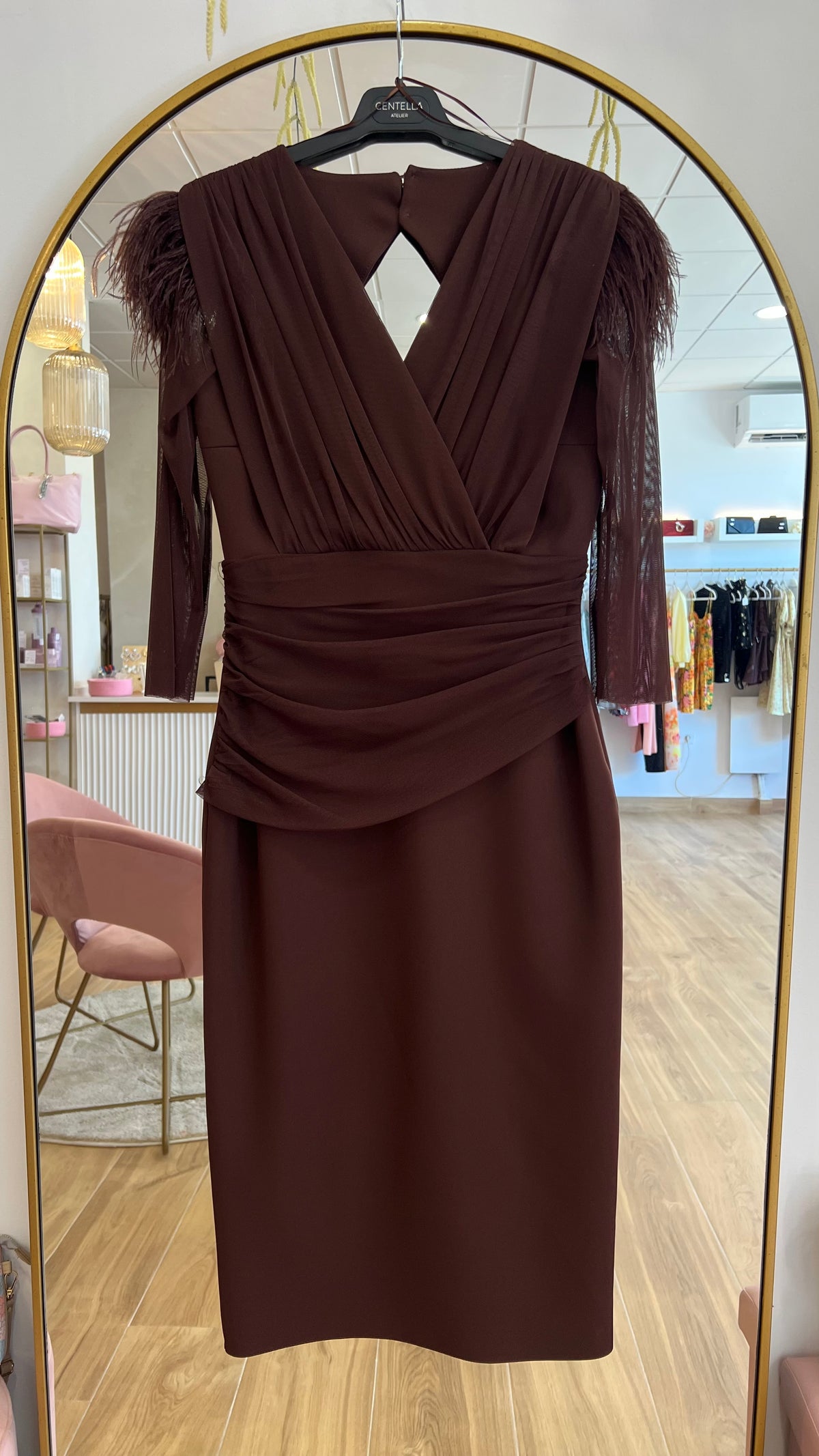 Vestido Leonor Escote V Chocolate “Made in Spain”