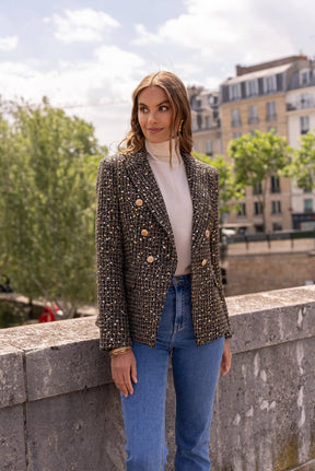 Chaqueta Blazer Negra Tweed